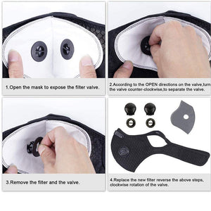 10 Ct Pack - High Quality Reusable Face Mask (Black Color Only) with Activated Carbon Filter