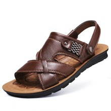 Load image into Gallery viewer, LAKESHI Men&#39;s Genuine Leather Handmade Roman Style Sandals for Beach/Summer Wear

