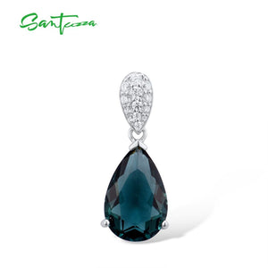 SANTUZZA Women's Sterling Silver Magic Green Crystal Drop Jewelry Set