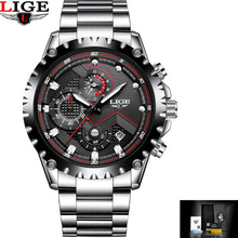 Load image into Gallery viewer, LIGE Brand Luxury  Waterproof Sport Watch for Men
