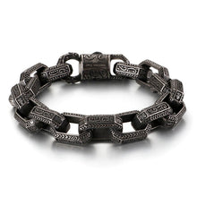 Load image into Gallery viewer, FONGTEN Nordic Viking Style Square Carved Stainless Steel Link Men&#39;s Bracelet
