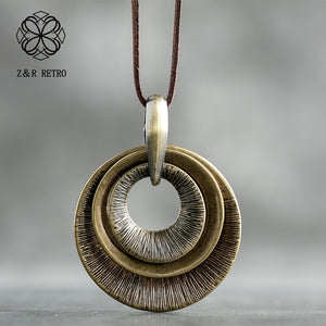 Z&R RETRO   Bohemian Style Clam Shell Pendant Necklace