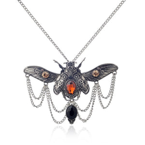 Steampunk Winged Beetle Pendant Necklace for Women