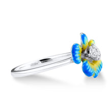 Load image into Gallery viewer, SANTUZZA Sterling Silver Elegant Blue Blooming Flower and Cubic Zirconia Ring
