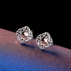 EUDORA Vintage Sterling Silver Celtic Knot Flower Earrings for Women