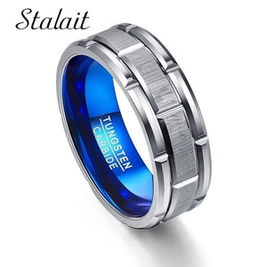 STALAIT Punk Style Tungsten Carbide Brushed Stainless Steel Men's Ring