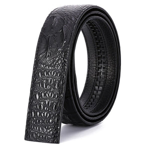 Crocodile Pattern Genuine Leather Automatic Belt without Buckle