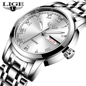 LIGE  Classic Design Stainless Steel Waterproof Women's Watch