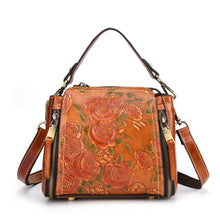 Load image into Gallery viewer, BAOERSEN  Genuine Leather Floral Brushed Embossed Cross-body Purse Handbag
