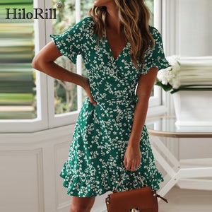 HILORILL   Women's Chic Boho Style Floral Print Casual Summer/Beach Dress