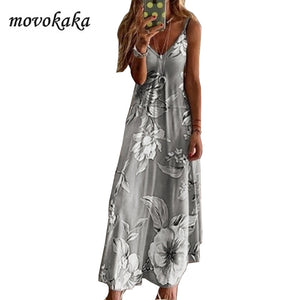MOVOKAKA  Long Casual Summer Beach Dress for Women - Floral Print, Several Colors