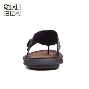 POLALI  Men's Designer Leather Summer Beach Sandals