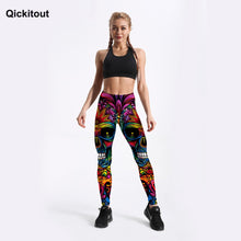 Load image into Gallery viewer, QICKITOUT  Women&#39;s Workout Fitness Active Wear Leggings in Skull &amp; Kaleidoscope Print

