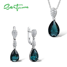 Load image into Gallery viewer, SANTUZZA Women&#39;s Sterling Silver Magic Green Crystal Drop Jewelry Set

