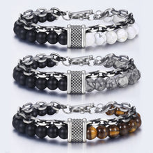 Load image into Gallery viewer, TRENDSMAX Natural Stone Bead &amp; Stainless Steel Designer Bracelet for Men
