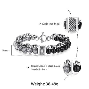TRENDSMAX Natural Stone Bead & Stainless Steel Designer Bracelet for Men