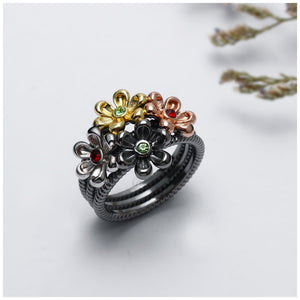 DREAMCARNIVAL1989   Unique Neo-Gothic Flower Adorned Gothic Cocktail Ring for Women