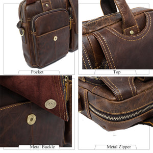 WESTAL  Rustic Men's Genuine Leather Laptop Messenger Bag for Business or Travel