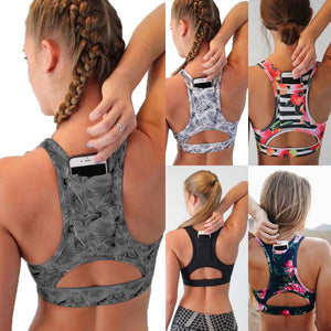 Women's Athletic Workout Top with Rear Pocket - Yoga Active Wear
