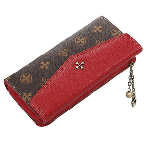 BAELLERRY  Women's Designer Leather Long Wallet with Credit Card/Photo Organizer