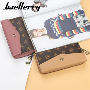BAELLERRY  Women's Designer Leather Long Wallet with Credit Card/Photo Organizer
