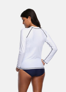 Attraco  Women's Designer Print Long Sleeve UPF50 Swim Top Rashguard