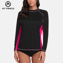 Load image into Gallery viewer, Attraco  Women&#39;s Long Sleeve Swim Top Rashguard with UPF50+ Protection
