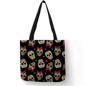 Large Capacity Canvas/Linen Shopping Bag with Unique Detailed Designs - Multipurpose