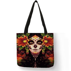 Large Capacity Canvas/Linen Shopping Bag with Unique Detailed Designs - Multipurpose