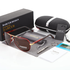 BARCUR   Designer Polarized Mirrored Men's Sunglasses with Aluminum Magnesium Frame