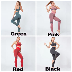 Women's Fitness Yoga Push-up Top & Bottom Set with  Compression Leggings