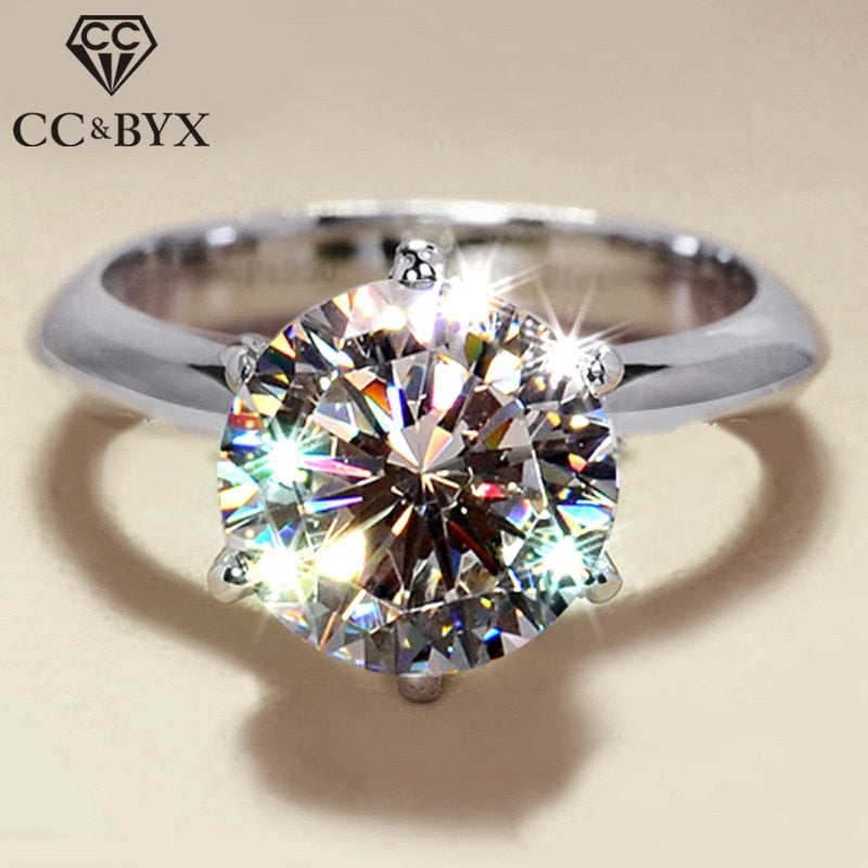 CC&BYX   1.25CT 925 Sterling Silver & Cubic Zirconia Solitaire Cocktail/Engagement Ring