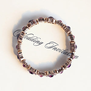 CC&BYX   Victorian Style Copper & CZ Crystal Gemstone Dinner Bracelet for Women