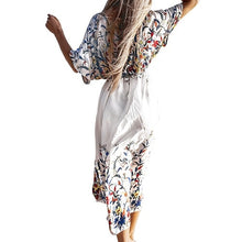 Load image into Gallery viewer, SOPREV Women Wildflower Print Midi Cover Up Front Open Long Dress Swimwear Beachwear Summer Long Tunic Kimono
