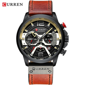 CURREN Military Style Water Resistant Sports Watch Chronograph & Full Calendar with Box