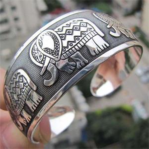 BLUELANDS Handmade Authentic Tibetan Elephant Totem Bangle Bracelet