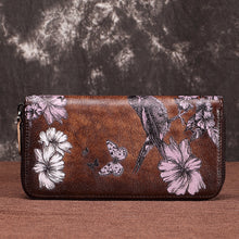 Load image into Gallery viewer, BAOERSEN Women&#39;s Genuine Leather Floral Brushed Embossed Clutch Wallet
