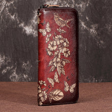 Load image into Gallery viewer, BAOERSEN Women&#39;s Genuine Leather Floral Brushed Embossed Clutch Wallet
