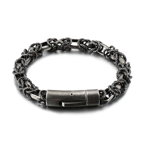 FONGTEN  Men's Punk Style Brushed Stainless Steel Bracelet with Spring Clasp