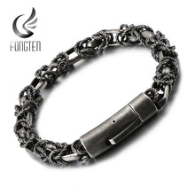 Load image into Gallery viewer, FONGTEN  Men&#39;s Punk Style Brushed Stainless Steel Bracelet with Spring Clasp

