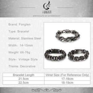 FONGTEN  Retro Style Punk Stainless Steel Bracelet for Men