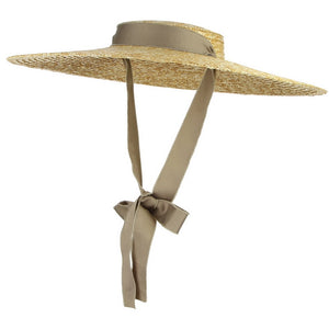 GEMVIE   Large Brim Straw Summer Hat for Women with Ribbon Bow Tie