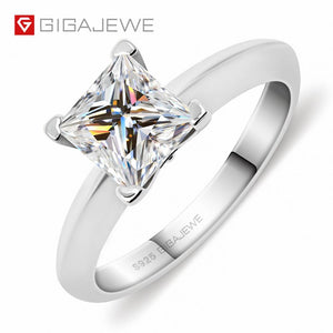 GIGAJEWE  1.2CT Princess Cut VVS1 Clarity Moissanite Diamond & White Gold Engagement/Wedding Ring