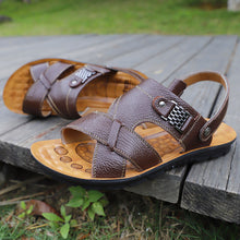 Load image into Gallery viewer, LAKESHI Men&#39;s Genuine Leather Handmade Roman Style Sandals for Beach/Summer Wear
