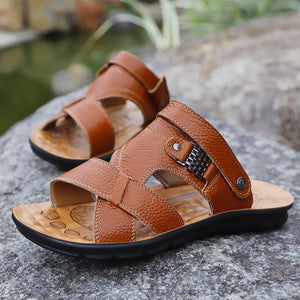 LAKESHI Men's Genuine Leather Handmade Roman Style Sandals for Beach/Summer Wear