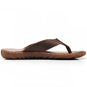 LOVE LICHAO Classic Men's Genuine Leather Slip-on Sandals for Beach Summer Wear