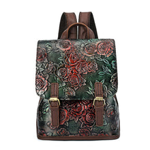 Load image into Gallery viewer, BAOERSEN  Genuine Leather Women&#39;s Rose Pattern Embossed Backpack Day-pack

