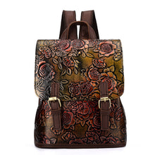 Load image into Gallery viewer, BAOERSEN  Genuine Leather Women&#39;s Rose Pattern Embossed Backpack Day-pack
