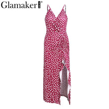 Load image into Gallery viewer, Women&#39;s Boho Style Low Cut V-Neck Summer Dress in Polka Dots &amp; Ruffles
