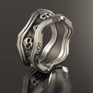FANKU  Retro Style Gothic Crown Skull Ring for Men